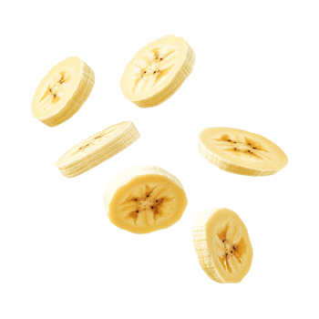 floating banana slices isolated on transparent background png