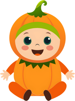 Baby Wearing Pumpkin Halloween Costume for Adorable Clipart. . png