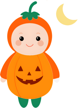 Delightful Halloween Clipart of Baby in Pumpkin Costume. . png