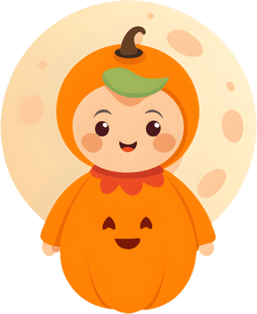 Little Infant Dressed in Pumpkin Costume for Halloween. . png