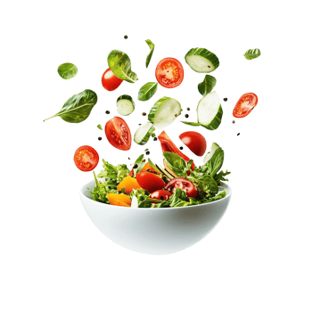 Fresh Vegetable Salad Floating Above Bowl png