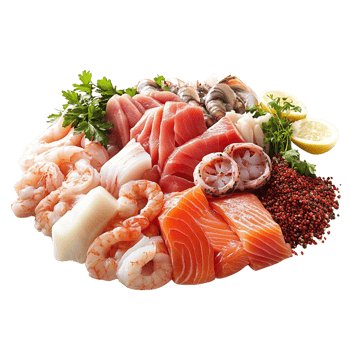 Assorted Fresh Seafood with Herbs and Vegetables png