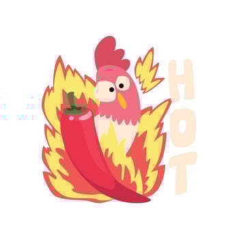 Hot spicy chicken, fire rooster, creative logo design element Illustration vector