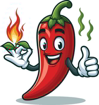 A red pepper with the word chili on it vector