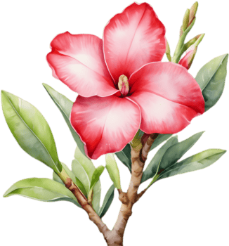 Adenium arabicum watercolor digital flower clipart. . png