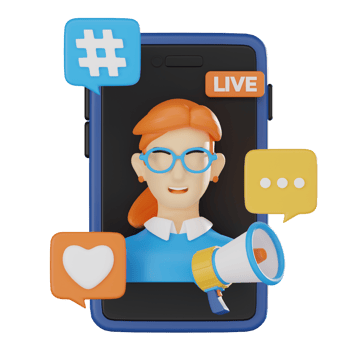 3D Live Marketing Icon, Digital Promotion and Audience Engagement Render png