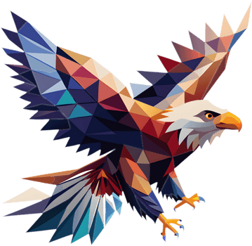 Cubism bald eagle with abstract sharp lines. . png