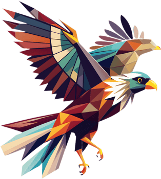 Colorful cubism bald eagle creative art illustration. . png