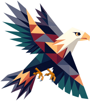 Cubism bald eagle graphic with geometric patterns. . png