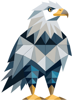 Vibrant cubism bald eagle design for posters. . png
