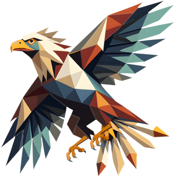Abstract cubism bald eagle in bold colors. . png