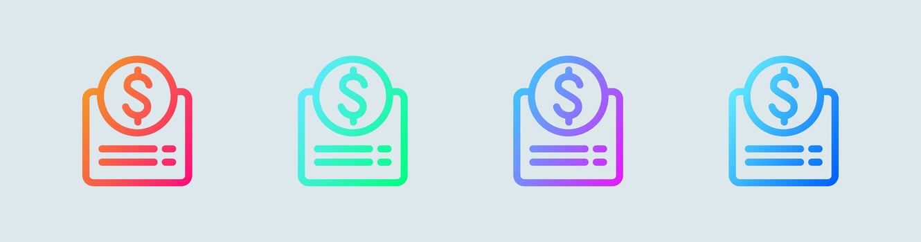 Invoice line icon in gradient colors. Bill signs illustration. vector