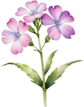 Beautiful Drummond Phlox Flower Watercolor Clip Art Set. . png