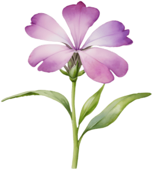 Hand-Painted Drummond Phlox Flower Watercolor Clip Art. . png