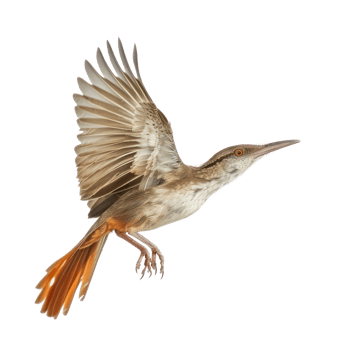 Rail bird fly full body isolate on transparency background png