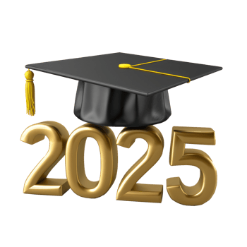 3d text 2025 with graduate cap on the top isolate on transparency background png
