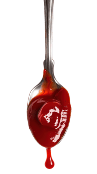Drip of ketchup in a spoon isolate on transparency background png