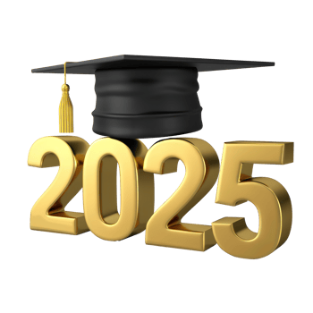 3d text 2025 with graduate cap on the top isolate on transparency background png