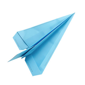 floated blue Paper airplane isolate on transparency background png