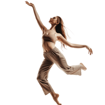 floated full body female dancer gesture posing isolate on transparency background png