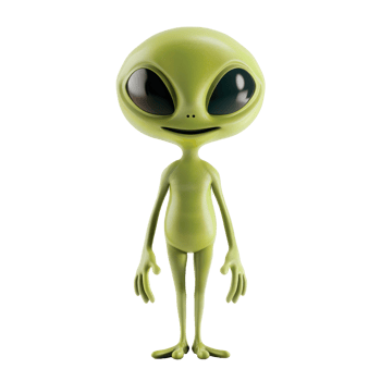 smiling alien standing isolate on transparency background png