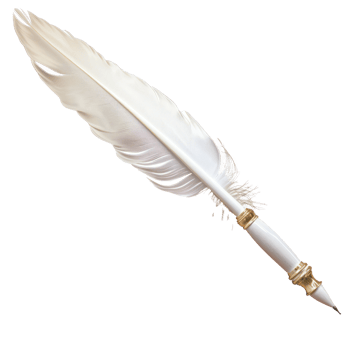 white quill pen isolate on transparency background png