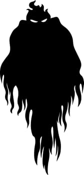 Halloween Ghost Black Silhouettes. Hand Drawn Illustration Isolated On Transparent Background vector