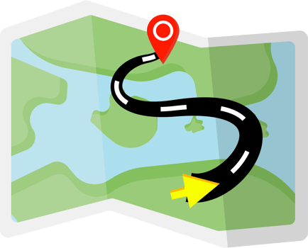 Map with arrow and pin png