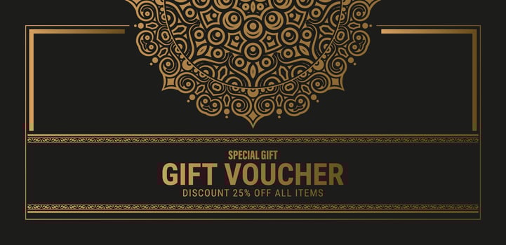 Luxury gold mandala gift voucher template vector