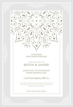 wedding invitation mandala design background vector