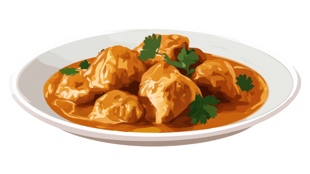 Chicken curry in a bowl with parsley png