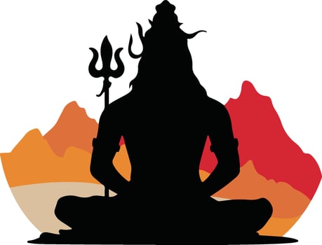Silhouette of Lord Shiva in Meditation Pose vector