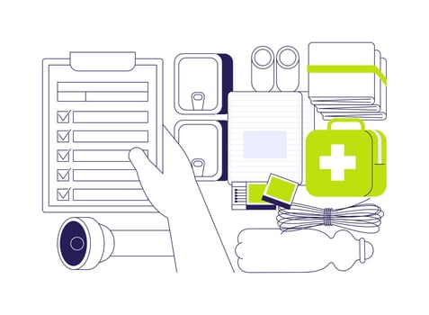 Disaster emergency kit abstract concept illustration. vector