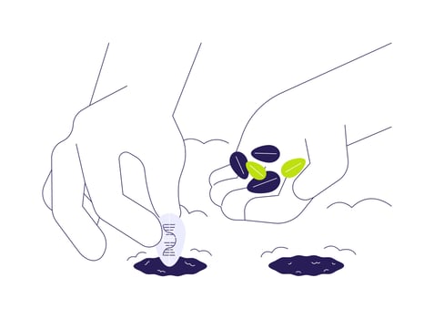 Planting genetically modified seeds abstract concept illustration. vector