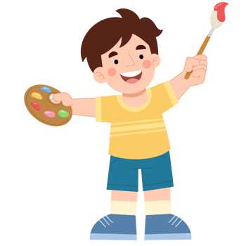 Illustration of a little boy painting png