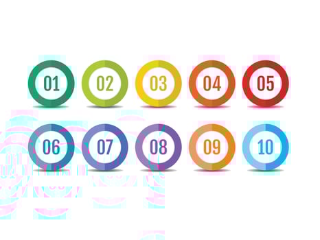 Set of colorful number button 1-10 vector