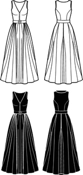 fashion technical drawings, minimalist fashion artwork vector