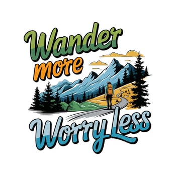Wander More Worry Less Tee vector
