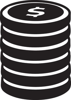 Simple Black Stack of Coins Icon for Business Finance and Wealth Illustration Projects vector