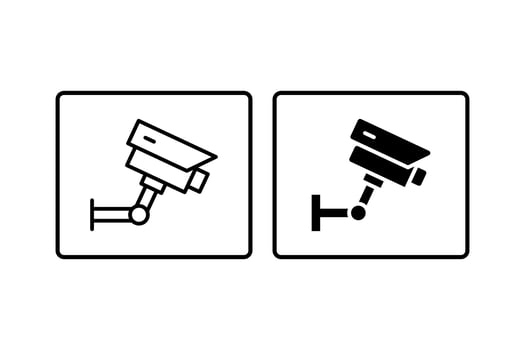 CCTV line and silhouette icon vector