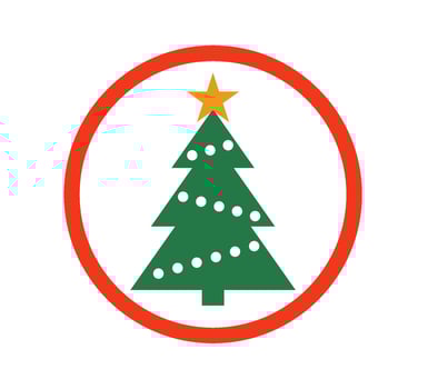 Christmas tree and prohibited circle sign. Christmas celebrating forbidden icon. Xmas ban symbol. illustration isolated on white background vector