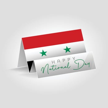 Syria country paper flag standing on the ground. Happy national day flag design. vector