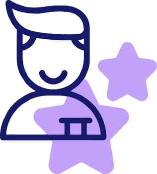 A man with a star and a star icon vector