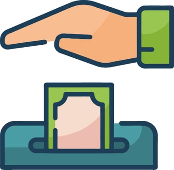 A hand is touching a ballot box with a green sticker vector