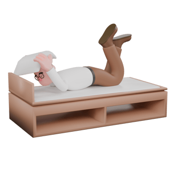 Male Professional Sociologist - 3D Character. A male sociologist is lying on a bed with his hands holding a pillow. Societal png