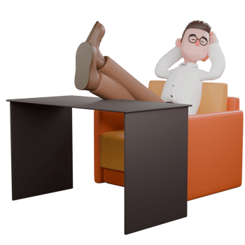 Illustrated of a Professional Sociologist. A male sociologist is lying with his legs raised on a table, taking a relaxed pose with his hands behind his head. Cartoon png