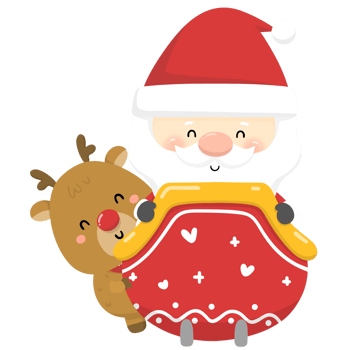 Happy Santa and reindeer png