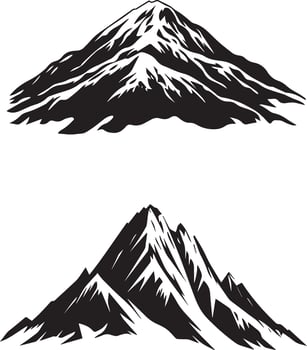 Mountain snowy silhouette black graphic on white background vector