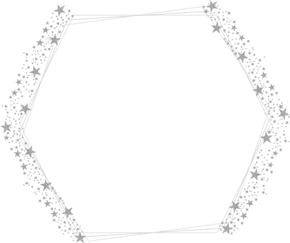 Silver White Hexagonal Frame With Sparkling Glitter Stars png