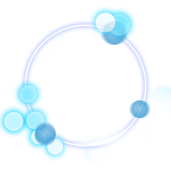 Vibrant Circular Overlay with Glowing Blue Light Orbs png